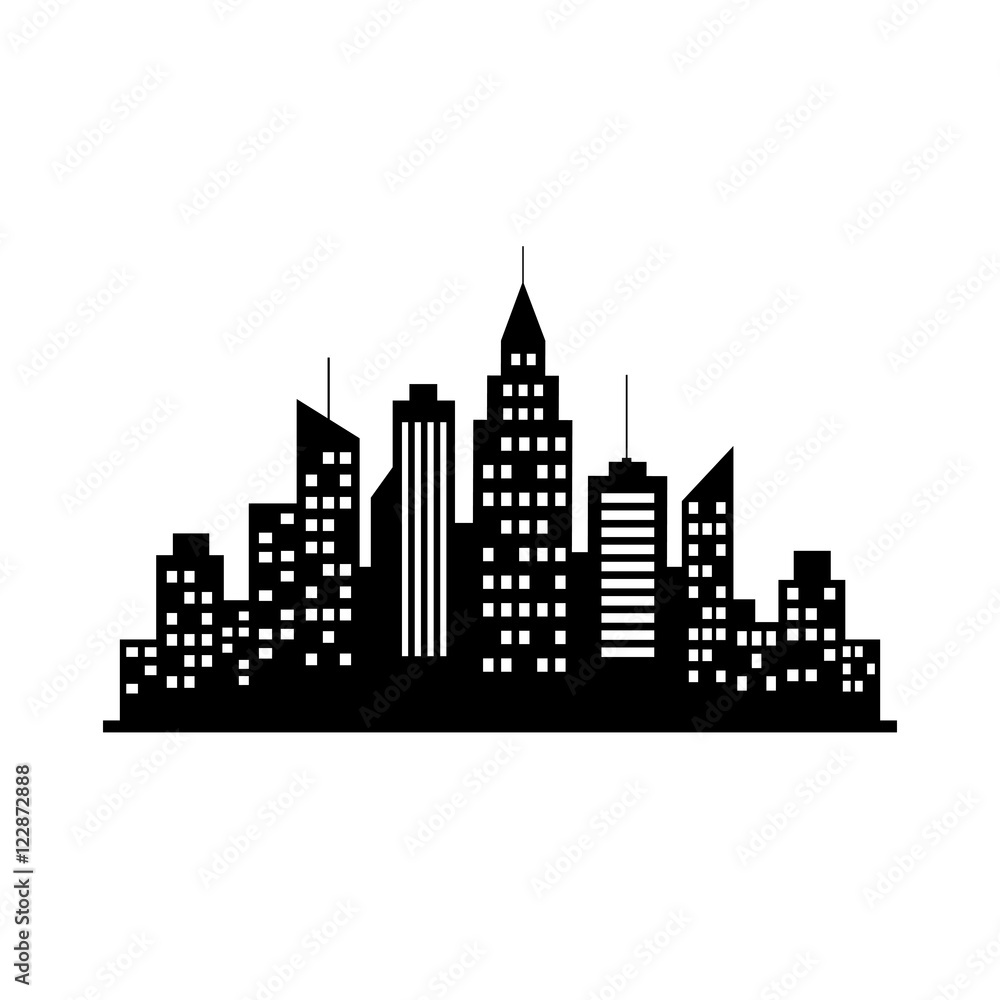 Black city vector icon on white background