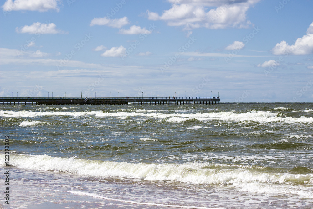 Fototapeta premium Long pier in the popular resort of Palanga, Lithuania