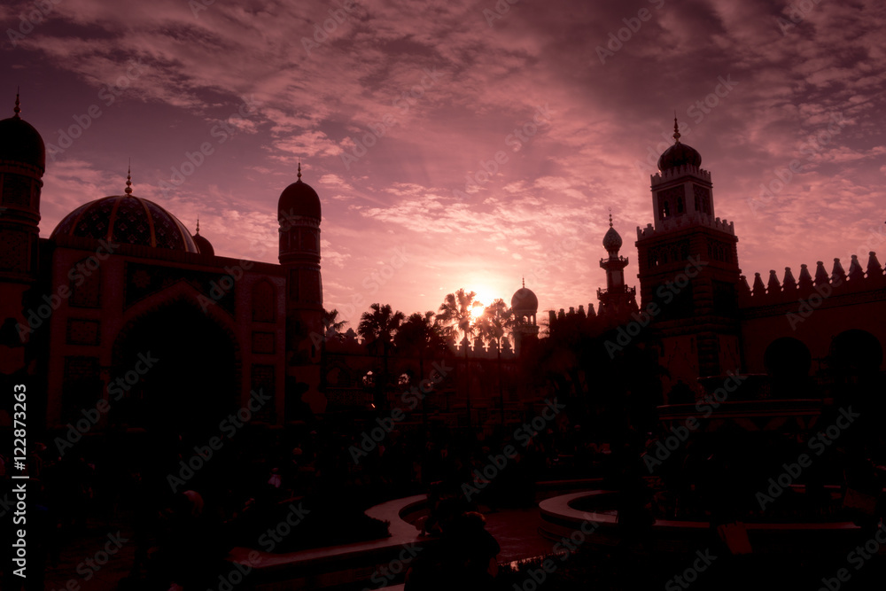 Arabian palace castle sunset oriental