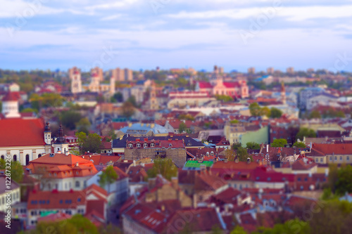 Scenic summer panoramic aerial view of Vilnius old town