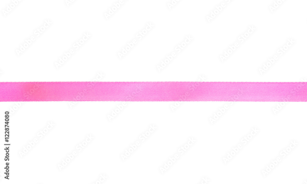 Pink satin ribbon isolated on white background. Top view. Flat lay. Pink satin ribbon isolated on white background. Top view. Flat lay.