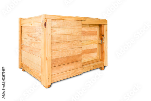 closed wooden box with clipping path isolated on white backgroun © Satit _Srihin
