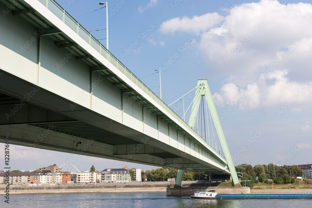 View of the Deutzer Bridge from the Rhine River View of the Deutzer Bridge from the Rhine River