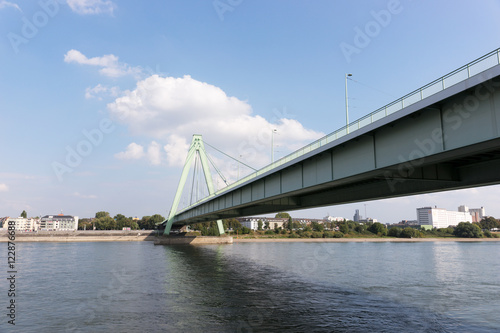 View of the Deutzer Bridge from the Rhine River