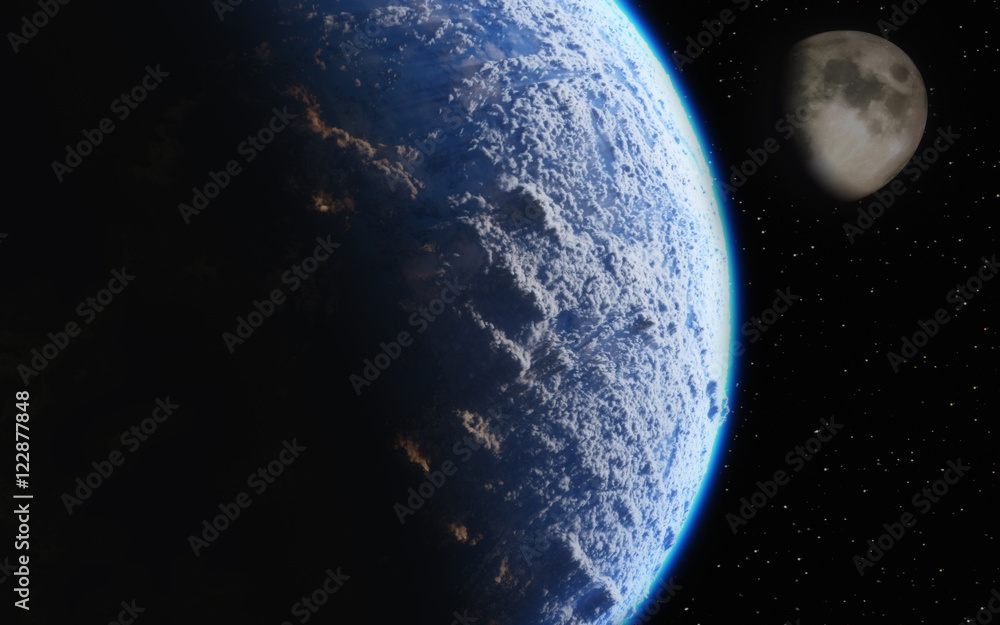 Earth and moon StockIllustration Adobe Stock