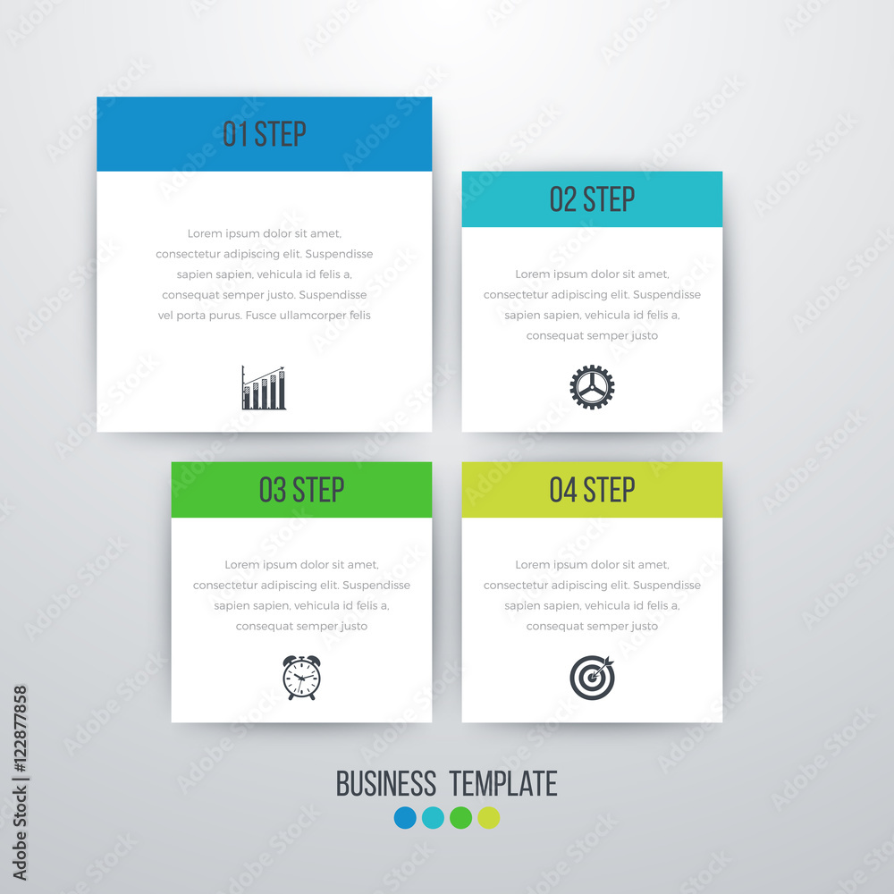 Vector illustration of four square infographics Vector illustration of four square infographics