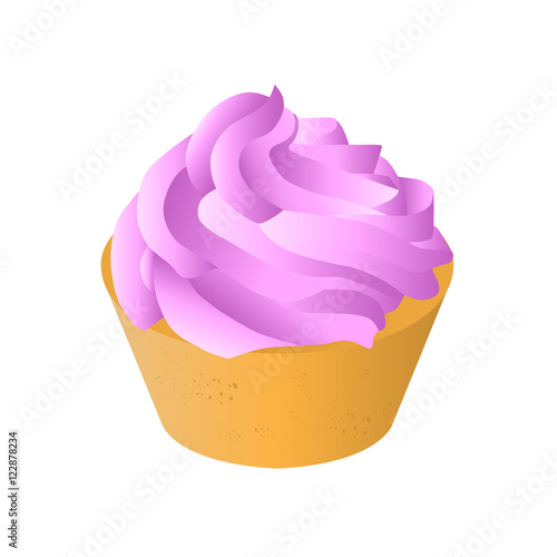 sweet tasty creamy cupcake isolated vector illustration