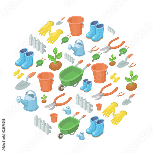 Vector garden tools background. equipment and farming gardening concept.