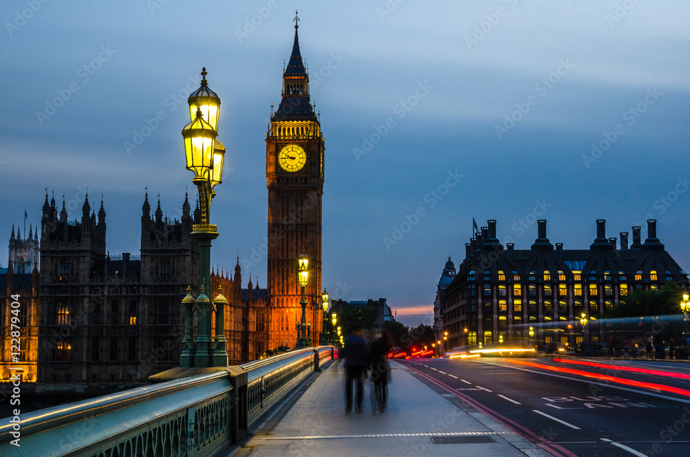 Big Ben at Twilight from Westminster Bridge