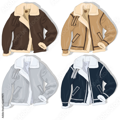 Pilot jacket. Bomber. Vector.