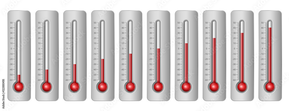 Thermometers different levels Thermometers different levels