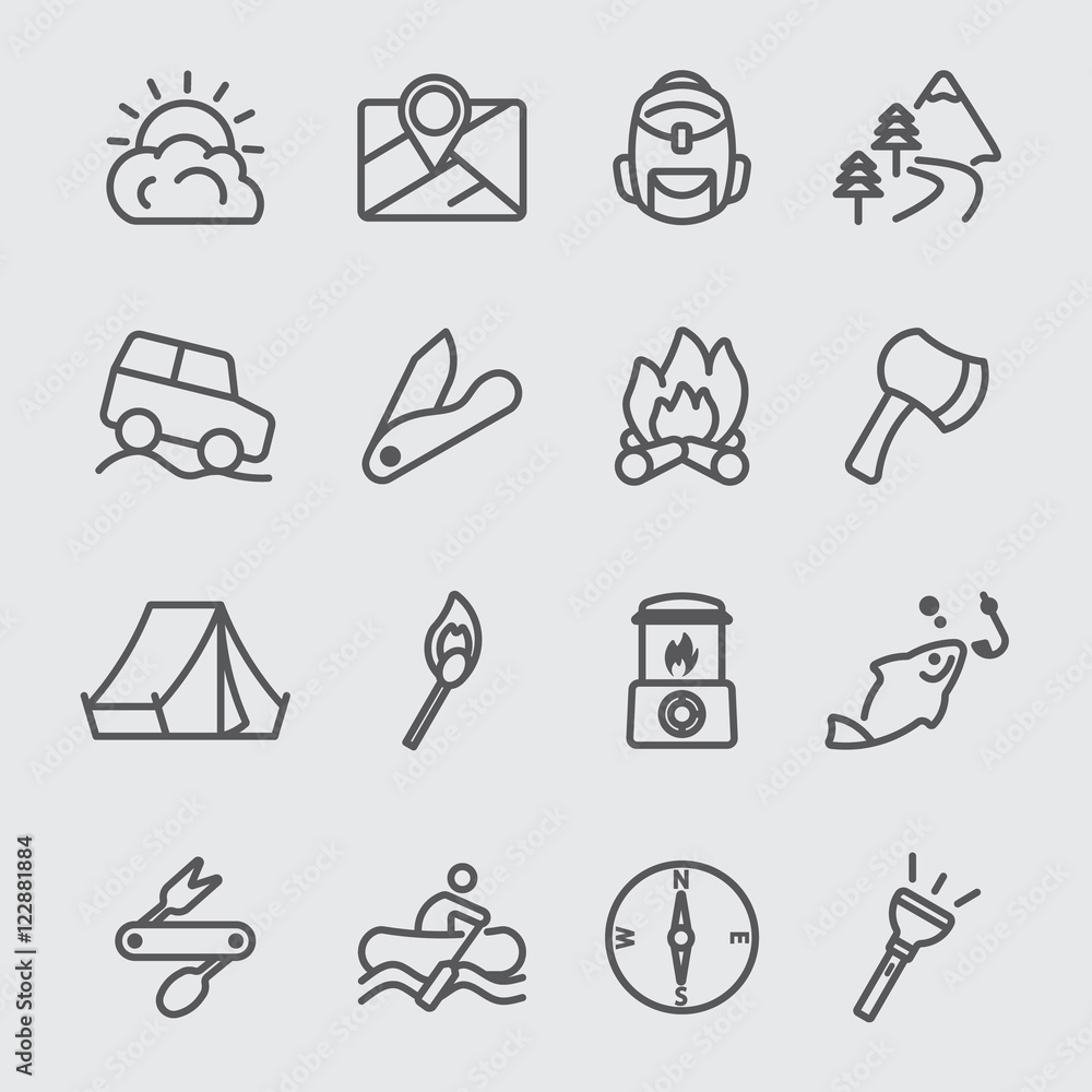 Camping line icon Camping line icon