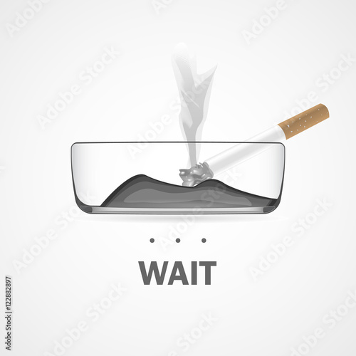 Wait icon. Cigarette in a ashtray. Vector illustration