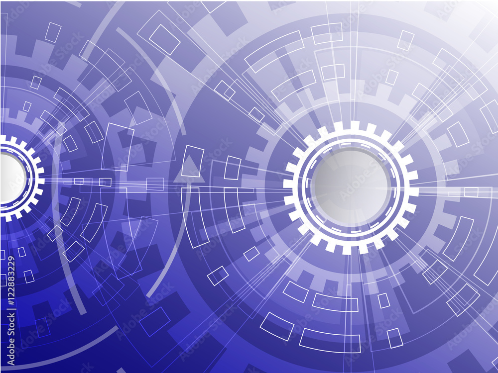 Digital  business background,vector tech circle and technology background.Blue abstract technological background with various technological elements.