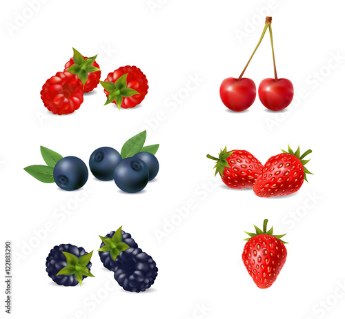 Set of ripe berries on a white background1