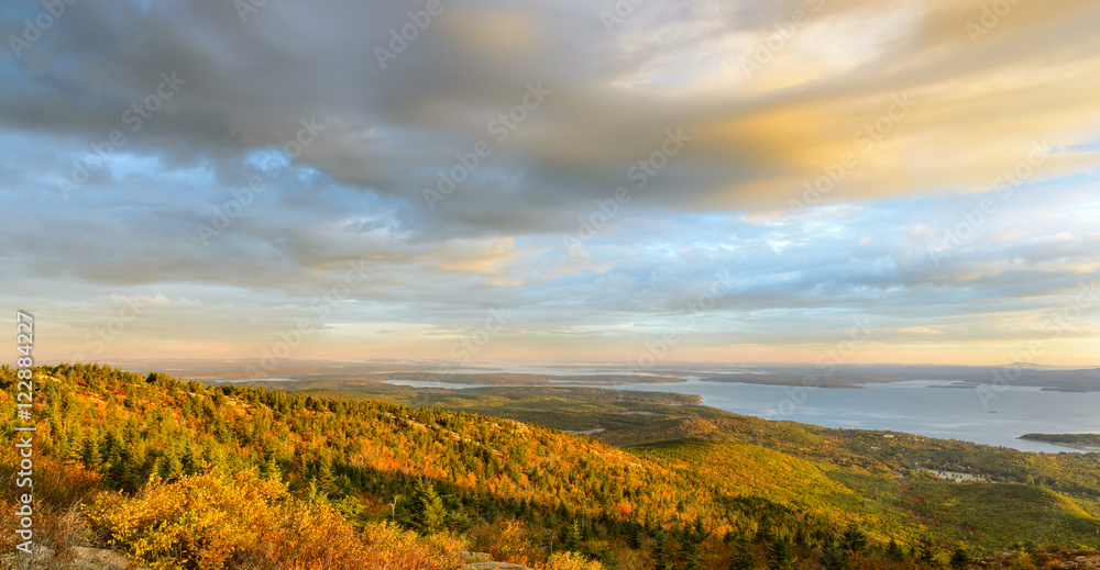 New England Coastline in Autumn Panorama New England Coastline in Autumn Panorama