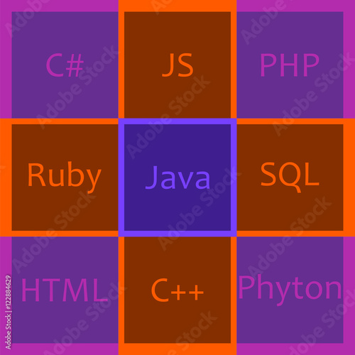 programming languages in bright squares