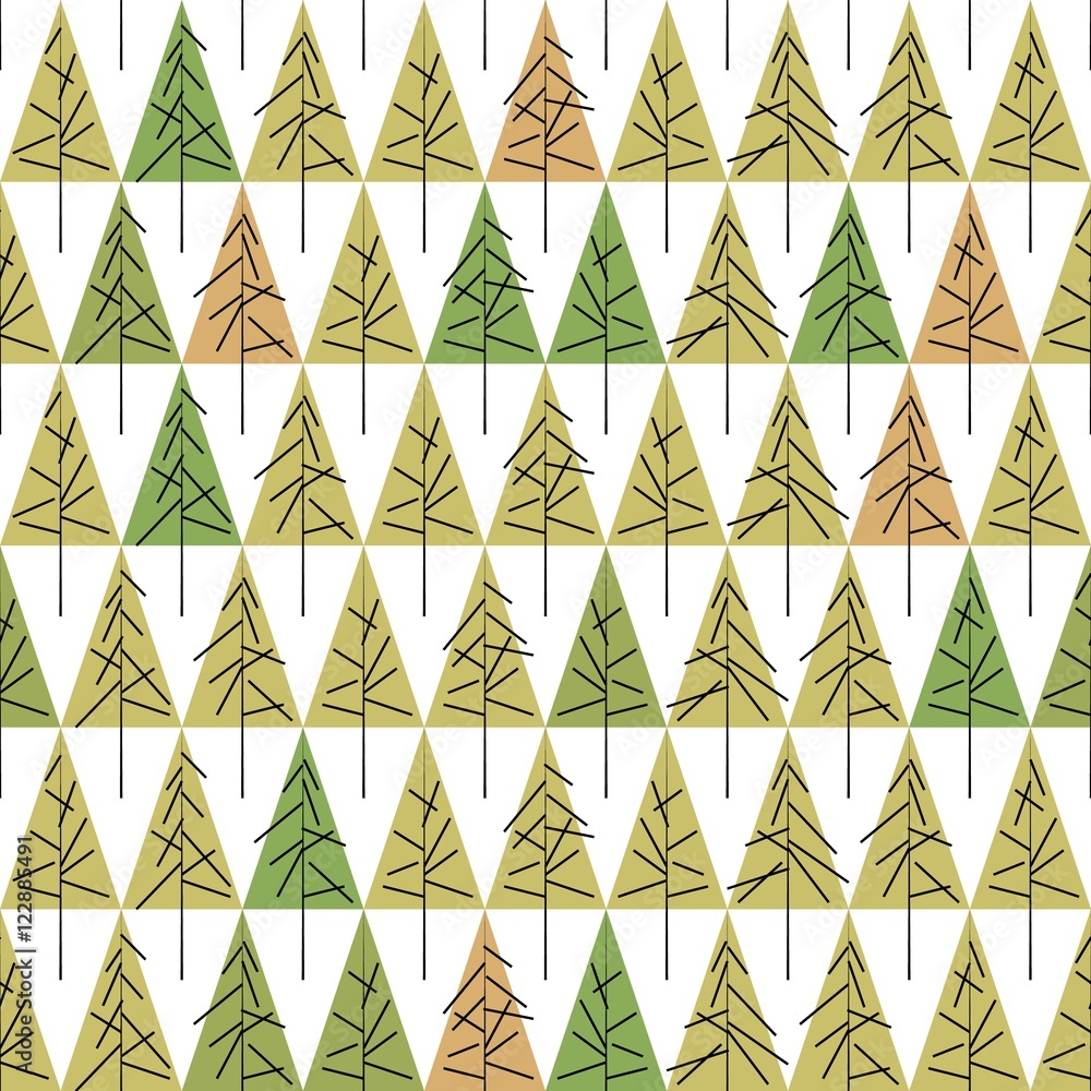 Naklejka seamless pattern with fir trees isolated on background