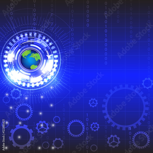 vector global technology background.Abstract technological background with various technological elements