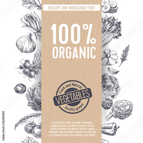 Retro organic food background.