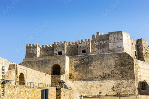 The Castle of Guzman El Bueno in Tarifa, Spain originally built as an alcazar (Moorish fortress).
