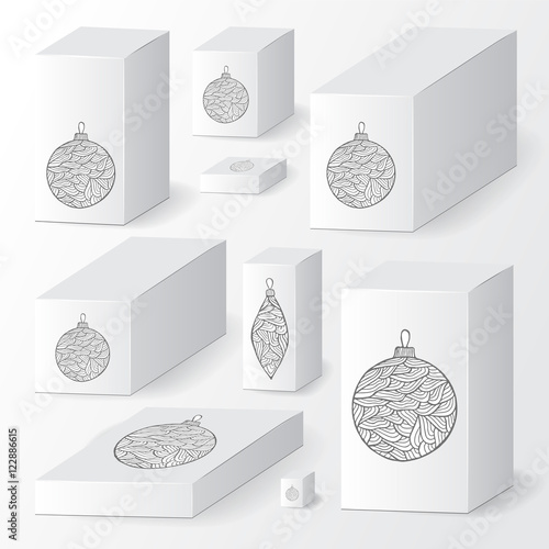 set of cardboard package. isolated box on the grey background. m