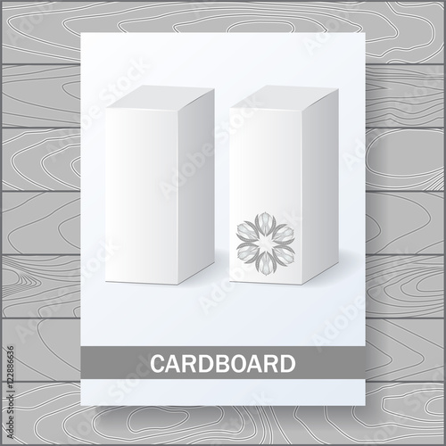 set of cardboard package. isolated box on the wood background. m