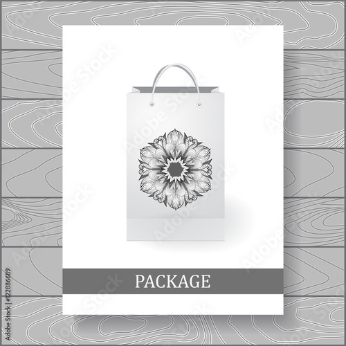  stock vector isolated paper shopping bag on the wood background