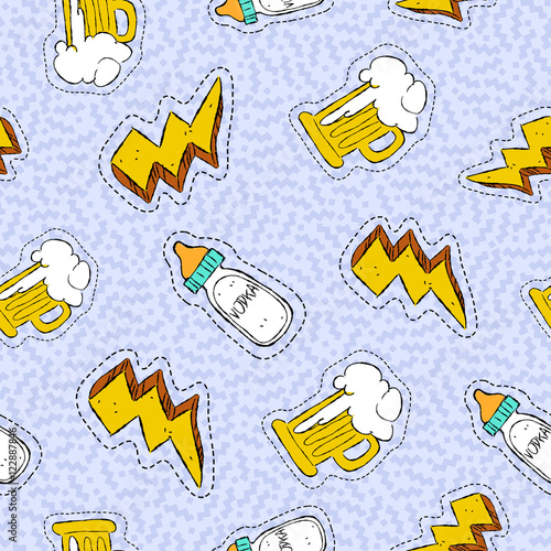 Alcohol drink hand drawn patch seamless pattern