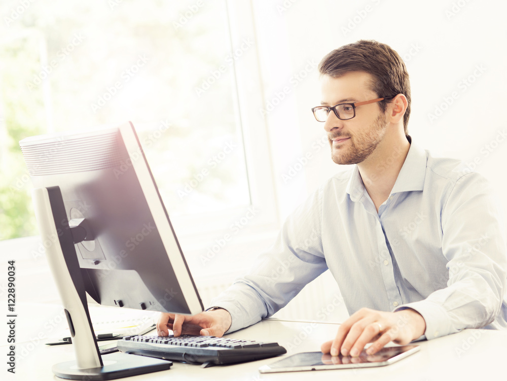 Businessman at work. Table of office worker. Businessman at work. Table of office worker.