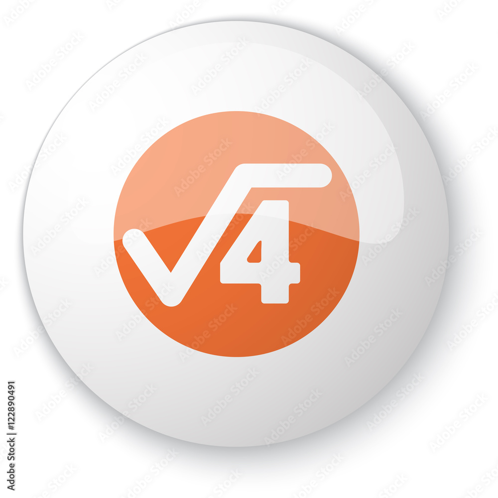 Glossy white web button with orange Square Root icon on white ba Glossy white web button with orange Square Root icon on white ba