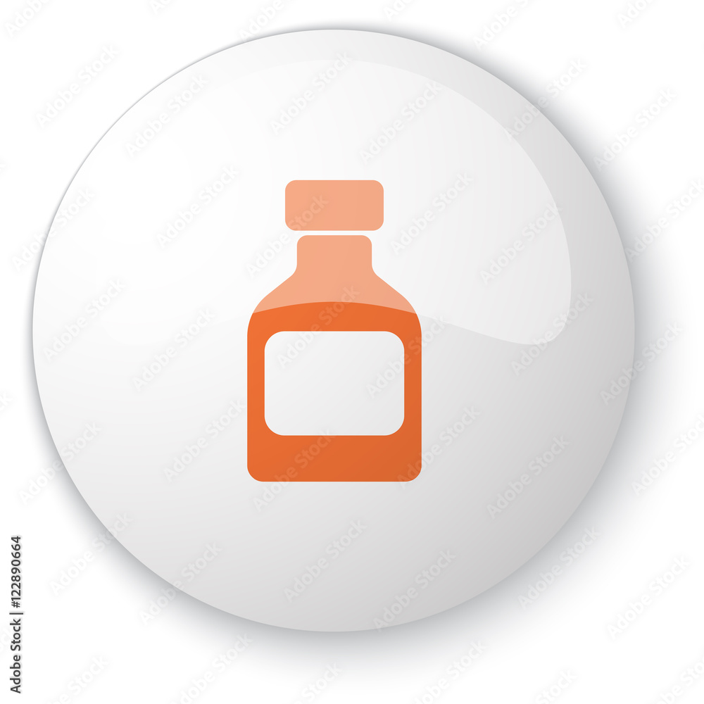 Glossy white web button with orange Medicine Bottle icon on whit Glossy white web button with orange Medicine Bottle icon on whit
