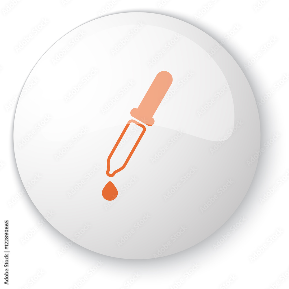 Glossy white web button with orange Pipette icon on white backgr Glossy white web button with orange Pipette icon on white backgr