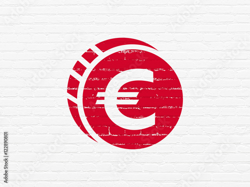 Currency concept: Euro Coin on wall background