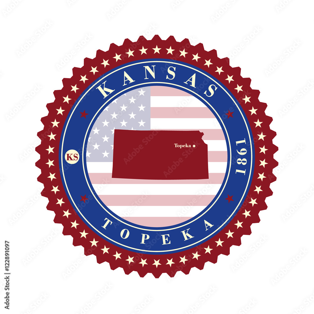 Label sticker cards of State Kansas USA. Label sticker cards of State Kansas USA.