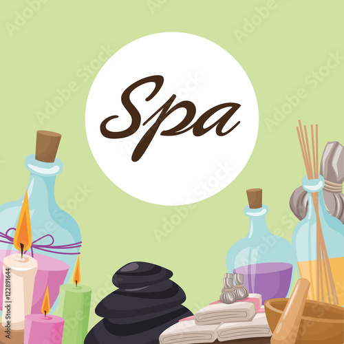 Oils and stones icon. Spa center and healthy lifestyle theme. Colorful design. Vector illustration