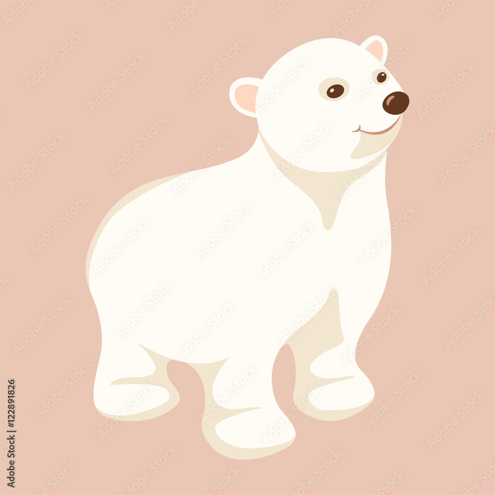 Obraz premium Polar bear young vector illustration Flat