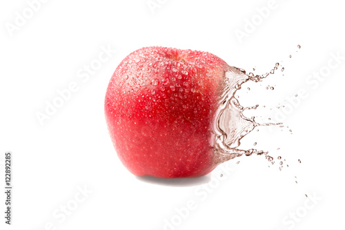 Wet juicy red apple