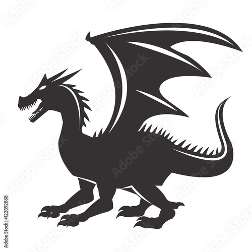 Dragon cartoon icon. Chinese asian fantasy and animal theme. Isolated and silhouette design. Vector illustration