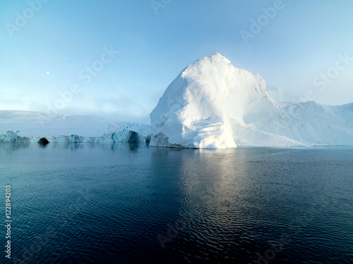 big glaciers are on the arctic ocean at Greenland