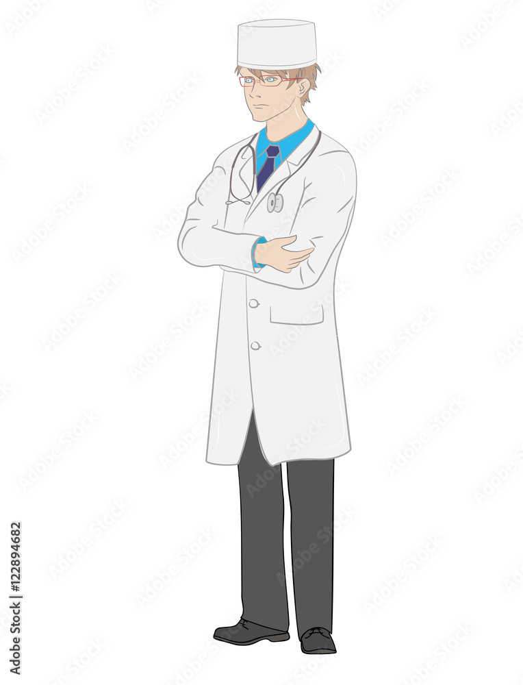 Young doctor. Isolated vector character. Young doctor. Isolated vector character.