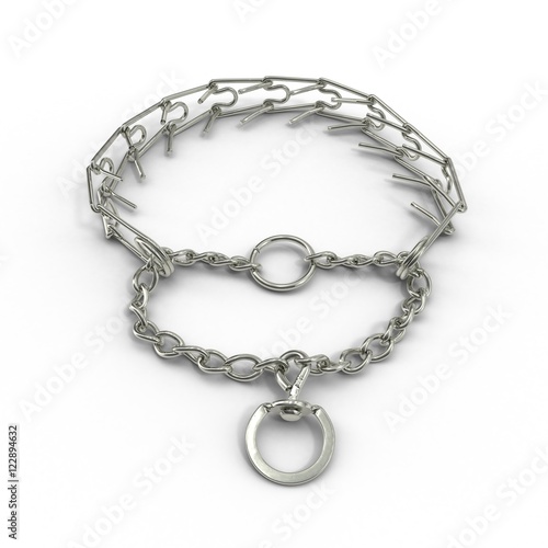 Dog Chain Collar on a white. 3D illustration