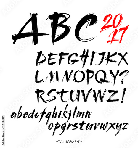 Vector Acrylic Brush Style Hand Drawn Alphabet Font