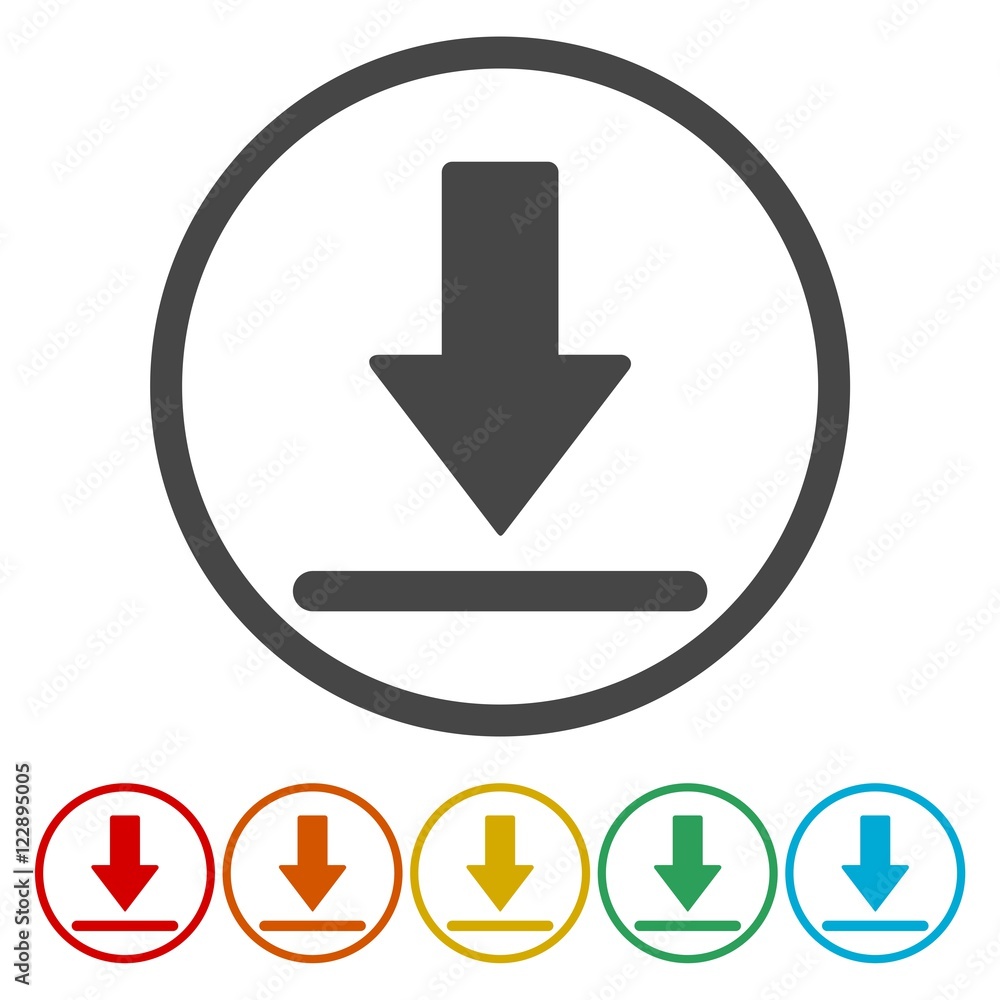 Download icon in circle . Vector illustration Download icon in circle . Vector illustration