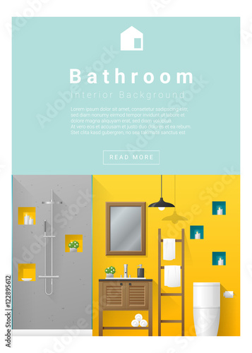 Interior design Modern bathroom banner , vector, illustration