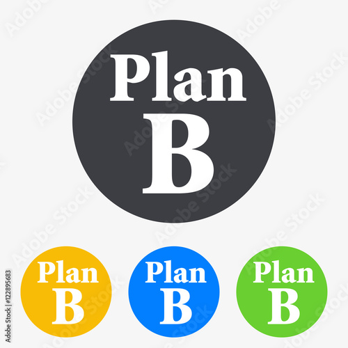 Icono plano texto Plan B en circulo varios colores