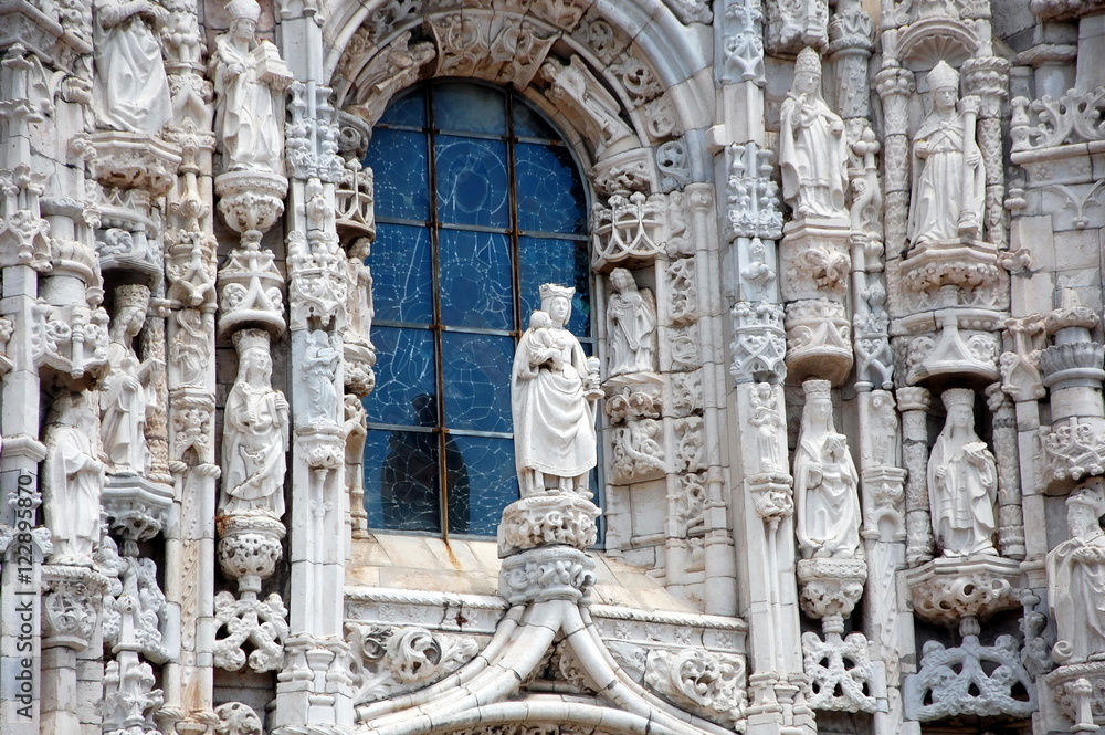 Jeronimos Monastery in Lisbon, Portugal,  portal detail