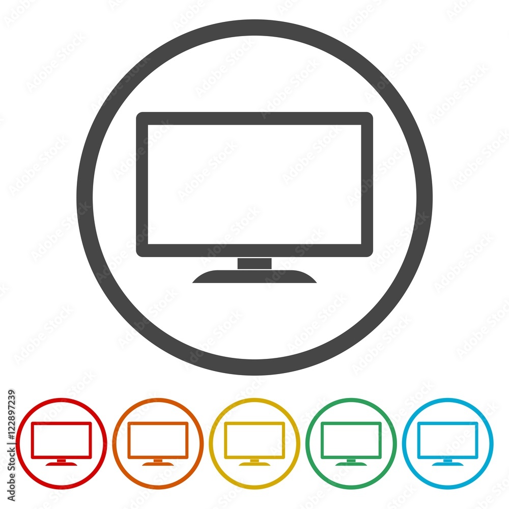 Monitor TV icon. Monitor TV flat symbol Monitor TV icon. Monitor TV flat symbol
