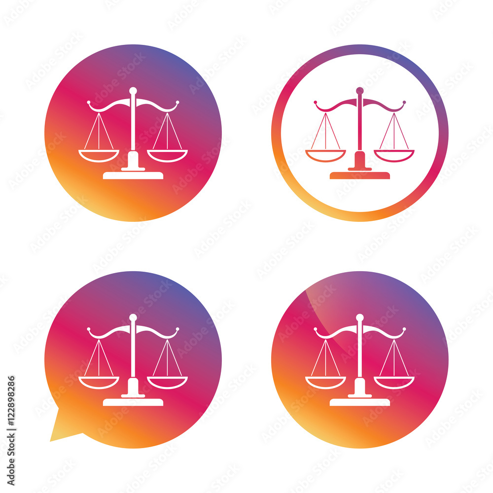 Scales of Justice sign icon. Court of law symbol.