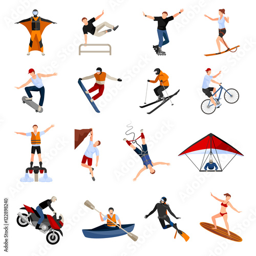 Extreme Sports People Flat Icons 